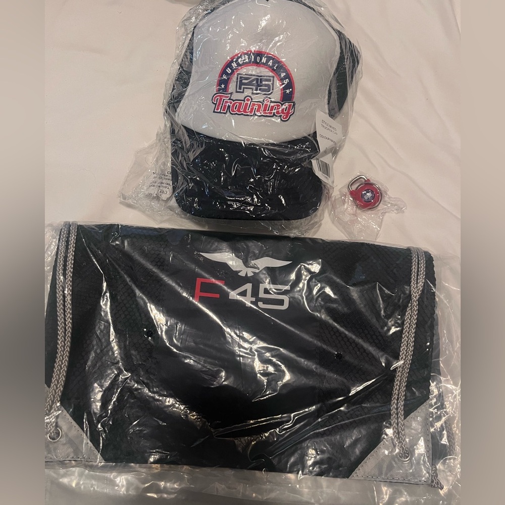 F45 Training Bundle - Trucker Hat, Bag, and Kettlebell Keychain